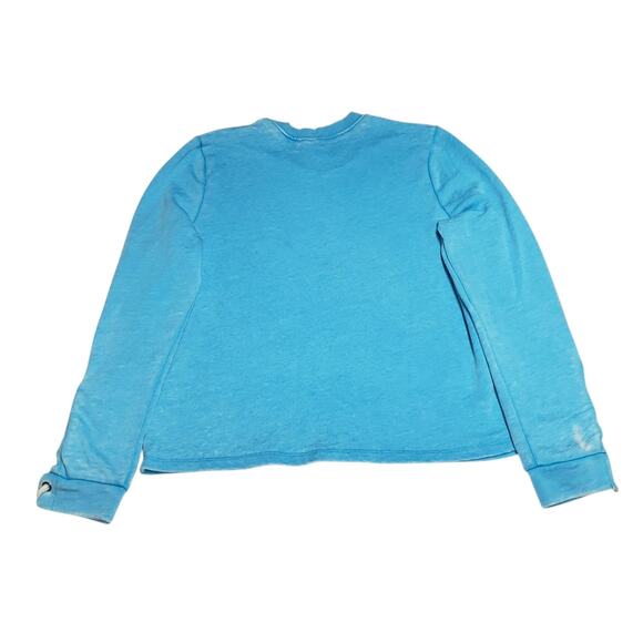 Alternative Lace-Up Sleeve Sweatshirt L Tie-Dye Turquoise Boho Grunge - Picture 4 of 8
